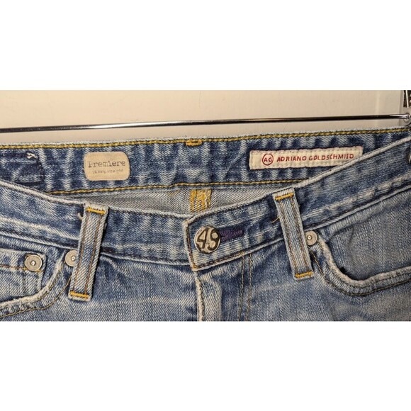 AG Adriano Goldschmied Jeans Women 26 R Premiere Skinny Straight Blue Raw Hem - Picture 2 of 5